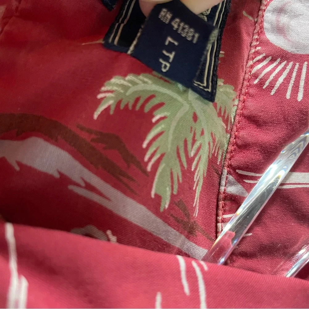 VINTAGE POLO RALPH LAUREN HAWAIIAN SHIRT SIZE L 1990s RED LUAU CORAL FISH SURF